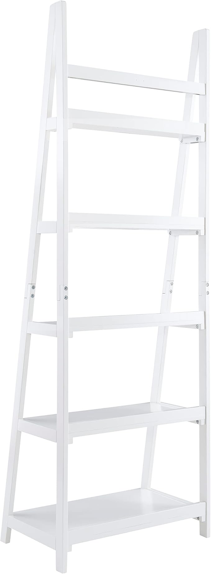 Melissa White Mid Century Five Shelf Ladder Bookcase by Linon
