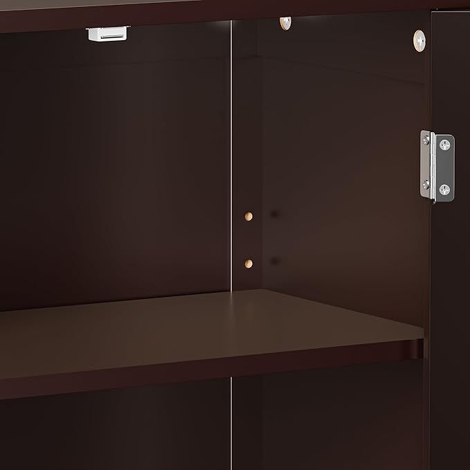 SUPER DEAL Modern Bathroom Floor Storage Cabinet with Adjustable Shelf and Double Door Rust Proof, Living Room Modern Home Furniture Storage Organizer Cabinet, Brown