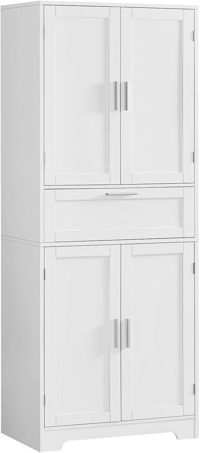 Iwell 67" Tall Storage Cabinet, Rattan Cabinet with 2 Adjustable Shelves & Large Drawer, Pantry Cabinets for Kitchen, Living Room, Home Office, Natural | Adjustable Shelf, 1 Large Drawer, 4 Doors