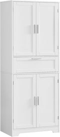 Iwell 67" Tall Storage Cabinet, Rattan Cabinet with 2 Adjustable Shelves & Large Drawer, Pantry Cabinets for Kitchen, Living Room, Home Office, Natural | Adjustable Shelf, 1 Large Drawer, 4 Doors