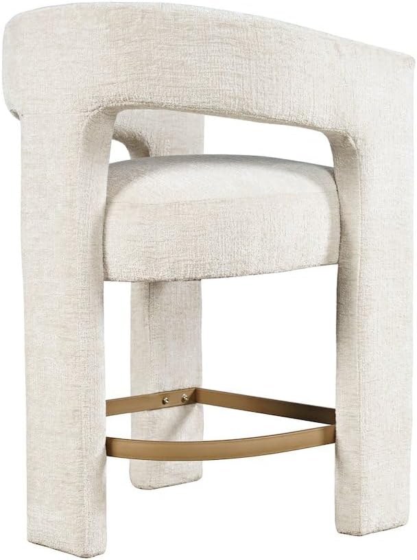 Jofran Gwen Natural Upholstered Counter Stool with Arms – Versatile Barstools – Stylish Seating for Kitchen Dining Room or Home Bar, Natural, Modern Counter Stools, Set of 2