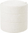 HomePop Storage Round Ottoman with Removable Lid |Homepop Home Décor|Upholstered Round Foot Rest Ottoman - Cream Boucle