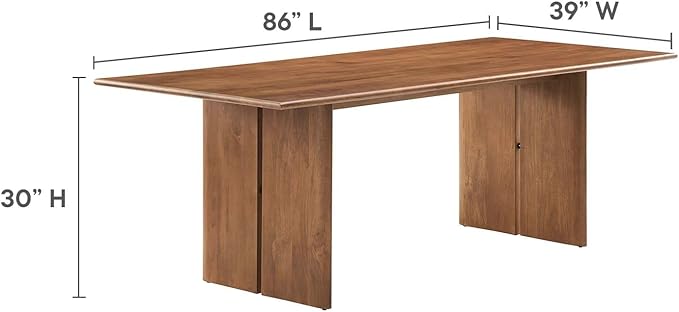 Modway Amistad 86" Solid Wood Modern Farmhouse Rectangular Dining Table in Walnut
