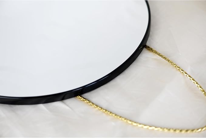 Funerom Black Round Wall Mirror 12.6 Inches Circle Mirror Bathroom Mirrors