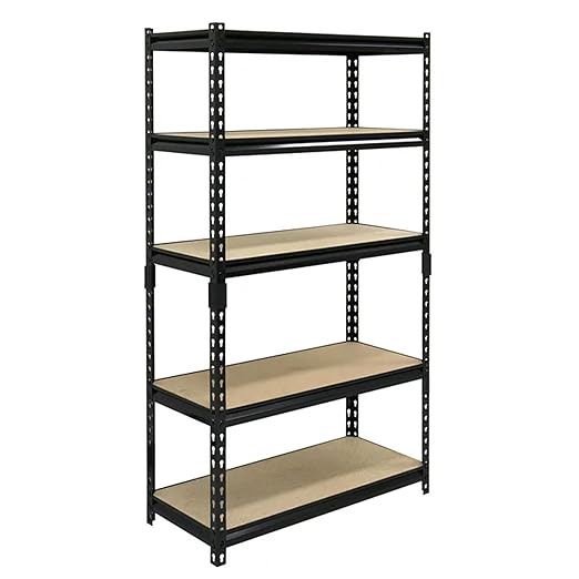 Juggernaut Storage Indoor Outdoor 30" x 60" Standalone 5-Tier Steel Utility Shelving Unit w/Adjustable Shelves for Warehouse, Laundry Room, & Garage