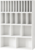 IOTXY DIY Modular Cube Bookcase - CubeXY Customizable Stackable Expandable Combination Set, 23-Cube Open Bookshelf for Books, Fabric Storage Bin, and 7/10-inch Vinyl Record Organizer, White