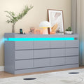 Gyfimoie 12 Drawer Dresser with Power Outlet, Dresser with LED Light, Modern Chest of Drawers for Closet, Double Wide Drawer Organizer Cabinet for Bedroom, Living Room (Grey, 12 Drawers)