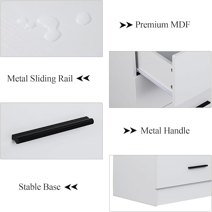 Gyfimoie 3 Drawers Dresser with Power Outlet, Chest of Drawers with LED Light, White Dresser Organizer with Open Storage Cubby, Modern Nightshatnd for Bedroom, Living Room, Entryway, Hallway