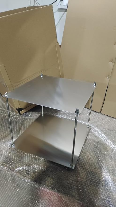Modular Stainless Steel Shelving Unit, Silver Metal Storage Rack, Modern Living Room Side Table,Coffe Table (H12.6'')