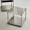 Modular Stainless Steel Shelving Unit, Silver Metal Storage Rack, Modern Living Room Side Table,Coffe Table (H12.6'')