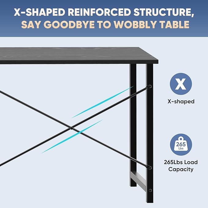 DUMOS 32 in Small Computer Desk for Home Office, Modern Study Work Table Simple Style for Bedroom, Writing Desks with X-Shaped Reinforcement, 2 Pack, Black