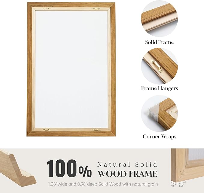 Framed Vintage Landscape Wall Art for Living Room, 3 Piece Rustic Lake Forest Canvas Artwork for Walls, Large Classic Nature Scenic Painting Prints for Bedroom Office Hallway Wall Decor, 20x30 Inch