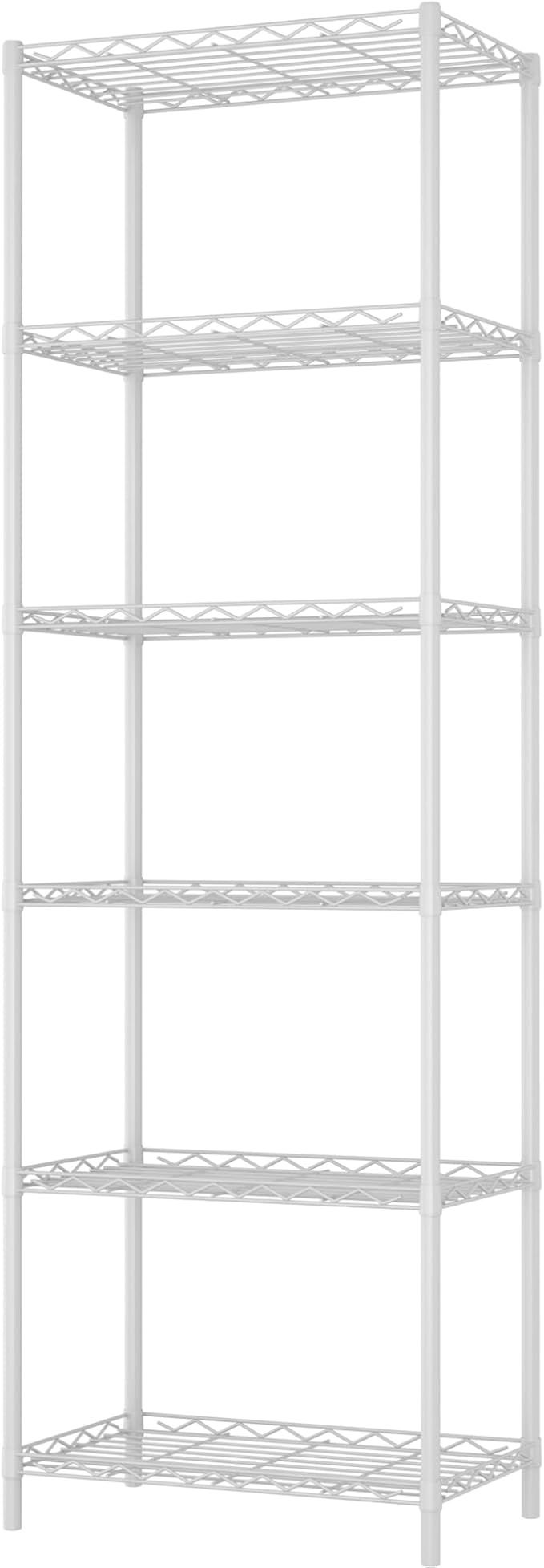 HOMEFORT 6-Tier Wire Shelving, 6 Shelves Unit Metal Storage Rack, Durable Organizer, Perfect for Pantry Closet Kitchen Laundry Organization (White)