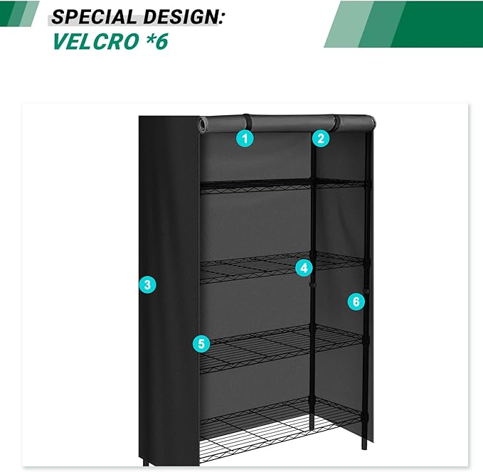 Storage Shelf Cover,Waterproof Shelf Cart Cover Protective Outdoor Indoor Wire Rack Dust Cover with Zipper (48" Wx18 Dx72 H)