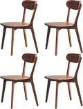 100% Solid Wood Dining Chairs,Mid Century Modern Dining Chairs with Rounded Backrest,Kitchen,Dining Room Chairs Set of 1/2/4 (4, Walnut Color)