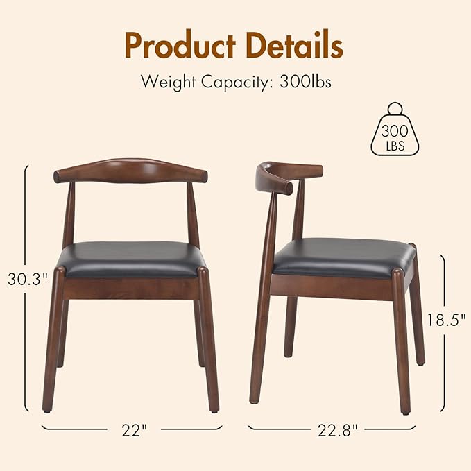 Soohow Dining Chairs Set of 2, Mid Century Modern Kitchen & Dining Room Chairs for Dining Room,Dining Table Chairs with Solid Wood Legs