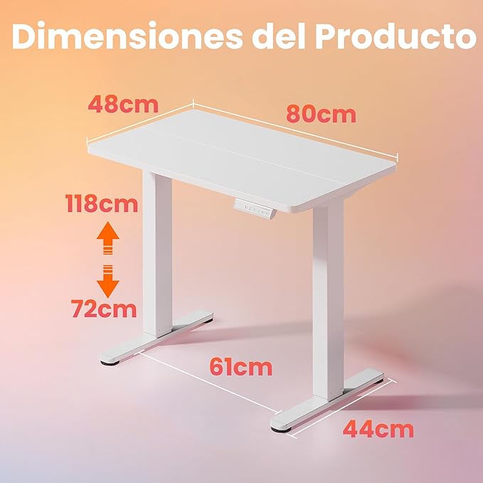 HUANUO 32" Small Electric Standing Desk Adjustable Height, 4 Memory Height Settings, Sit Stand Up Desk for Home Office & Computer Workstation, White