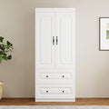 Armoire Wardrobe Closet with 2 Doors, White Cabinet with 2 Drawers and Clothes Storage Organizer, Modern Style with Hanging Rod Shleves Suitable for Bedroom(32" W x 20.5" D x 70.87" H)