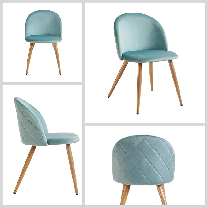 Homy Casa Dining Chairs Set of 4 Velvet Accent KitchenChairs Set Scandinavian Style Side Chair Set for Living Dining Room Lounge, Metal Legs and Soft Seats, Green 4PCS