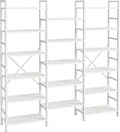SUPERJARE Triple Bookshelf, Bookcase with 17 Open Display Shelves, Wide Book Shelf Book Case for Home & Office, 6 Tier, White