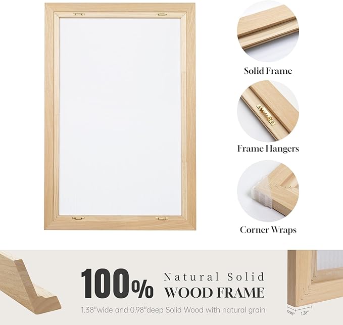 Framed Neutral Abstract Wall Art, Set of 2 Tan and Cream Beige Canvas Prints Paintings Artwork for Walls, Woman Silhouette Pictures for Living Room Dining Room Bedroom Office Wall Decor 16x24 Inch
