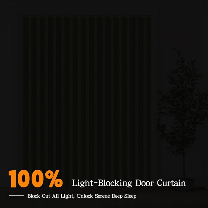 Jilron Accordian Door Curtain, 100% Blackout Folding Magnetic Doorway Curtains,Linen Style Closet Doors,for Room Divider,Privacy Protection（W72 x L78,Green,1 Panel）