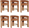 Jofran Gwen Rust Upholstered Counter Stool with Arms – Versatile Barstools – Stylish Seating for Kitchen Dining Room or Home Bar, Natural, Modern Counter Stools, Set of 6