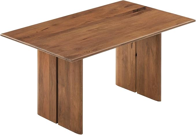 Modway Amistad 60" Solid Wood Modern Farmhouse Rectangular Dining Table in Walnut