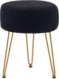 Vanity Stool, Teddy Velvet Ottoman Foot Stool, Dressing Table Seat with Metal Leg Vanity Chair for Bedroom, Living Room, Entryway, Offices