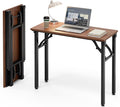 Frylr Small Folding Computer Desk – Portable 35.8 Inch Foldable Laptop Table, No-Assembly, Collapsible and Compact for Easy Storage, Lightweight for Small Spaces, Craft and Study Use, Dark Walnut