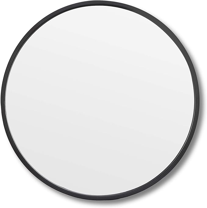 Smartxchoices 18 Inch Black Round Mirror, Stylish Wall Mounted Metal Frame Circle Mirror for Bathrooms, Washrooms, Living Rooms, Vanity Décor, Entryway