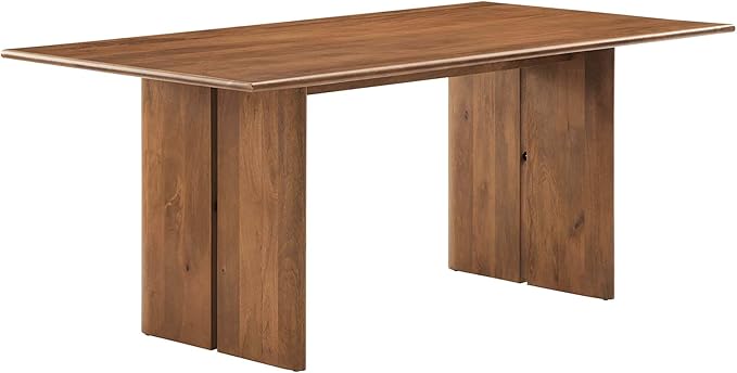 Modway Amistad 72" Solid Wood Modern Farmhouse Rectangular Dining Table in Walnut