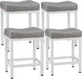 Sweetcrispy 24 inch Bar Stools Set of 4, Upholstered Modern Counter Height Bar Stools for Kitchen Island Modern PU Leather Sadless Stools Chair with Metal Base and Footrest,Grey
