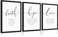 Bible Verses Wall Decor 3 Pieces Scripture Quotes Canvas Wall Art Faith Hope Love Scripture Posters Prints Christian Artwork Pictures for Living Room Bedroom Decoration 12x16 Inch Black Framed