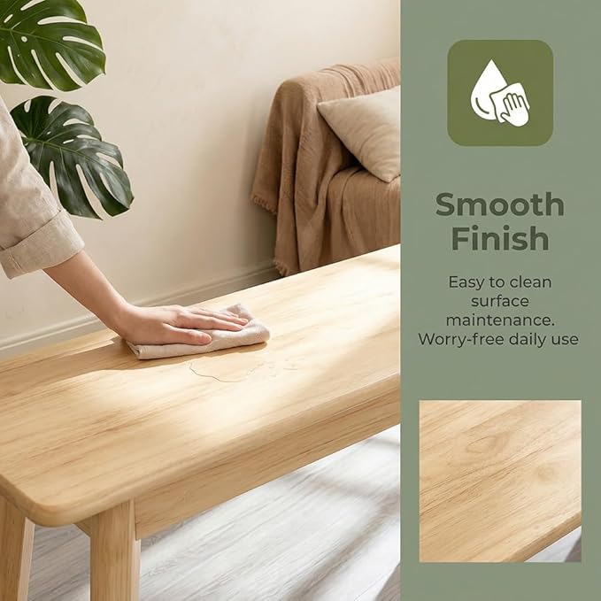 Solid Wood Farmhouse Bench 31.5"/39.4"/47.2"/55.1"/59" Skinny Bench Rustic Long Entryway Bench, Heavy Duty, Durable ＆ Easy Assembly, For Hallway, Kitchen, Bedroom, Dining(Wood,39.4"x11.8"x17.7")