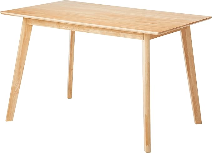 Amazon Basics FSC Certified Sturdy Solid Wood Rectangular Dining Table, Easy Assembly, Kitchen Table, 29.5"D x 47.2"W x 29.5"H, Natural Wood
