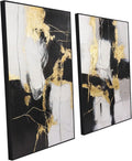 SAFERRYHOME Framed Wall Art - Black and Gold Wall Art Decor - Large Abstract Canvas Wall Art for living room bedroom office