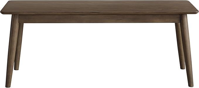 Alaterre Furniture Calais Dining – Mid Century Modern 46-Inch Solid Wood Dining Bench – Entryway Bench with Minimalist Design for Entryway, Dining Room, Kitchen, or Bedroom (Warm Walnut Finish)