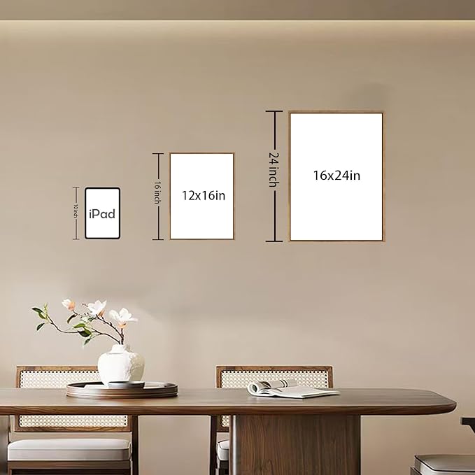 Bwodke Boho Wall Art, Framed Abstract Wall Art, Plant Canvas Wall Decor, Mid Century Line Leaf Geometric Pictures Set of 3, Minimalist Paintings, for Bedroom Living Room Bathroom 16"x24"
