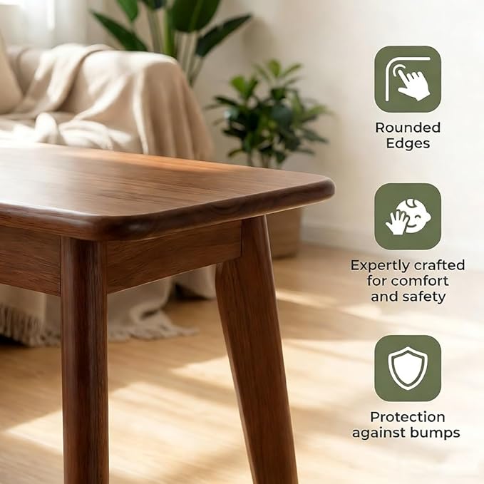 Solid Wood Farmhouse Bench 31.5"/39.4"/47.2"/55.1"/59" Skinny Bench Rustic Long Entryway Bench, Heavy Duty, Durable ＆ Easy Assembly, For Hallway, Kitchen, Bedroom, Dining(Walnut,39.4"x11.8"x17.7")
