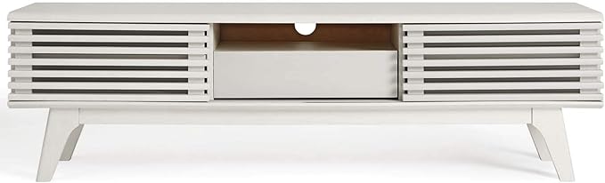 Modway Render Mid-Century Modern Low Profile 59 Inch TV Stand in White