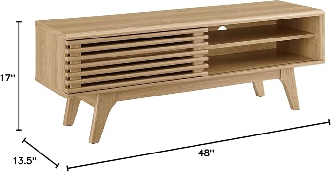 Modway Render Mid-Century Modern Low Profile 48 Inch TV Stand in Oak, 48"