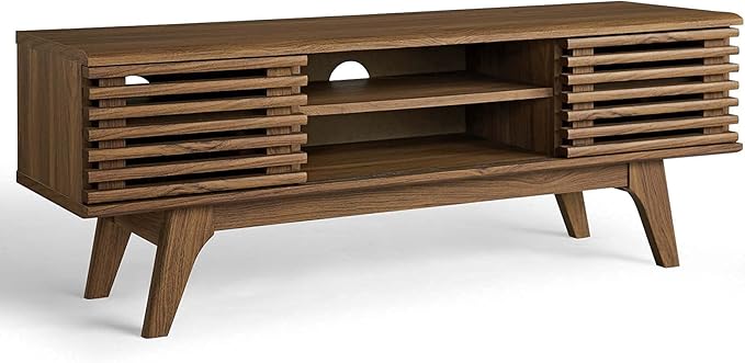 Modway Render 46" Mid-Century Modern Low Profile Media Console TV Stand, 46 Inch, Walnut