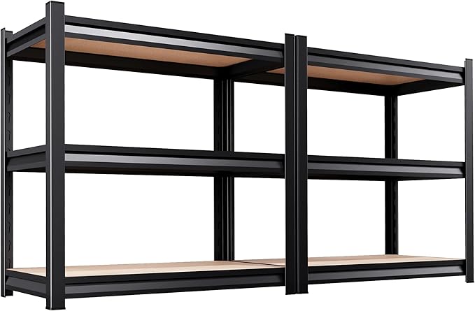 3T Storage Shelves, Garage Shelving,Adjustable Heavy Duty Shelving Unit,Garage Shelves，Wood Metal Standing Shelf Units,Utility Rack for Kitchen 2Pack