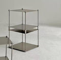 Modular Stainless Steel Shelving Unit, Silver Metal Storage Rack, Modern Living Room Side Table,Coffe Table(H24.4'')