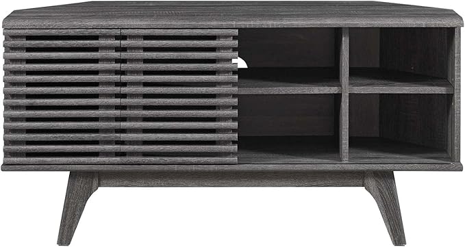 Modway Render Mid-Century Modern Low Profile 46" Corner Media TV Stand in Charcoal