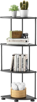 haomsj Metal Corner Shelf Stand 4 Tier 41",Sturdy Baking Paint Process Corner Shelves Display Shelf for Living Room Decor,Wall Corner Bookshelf Office Small Space (Black)