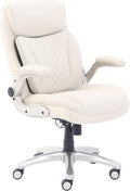 Amazon Basics Ergonomic Executive Office Desk Chair with Lumbar Support, Flip-up Armrests, Adjustable Height, Cream Leather