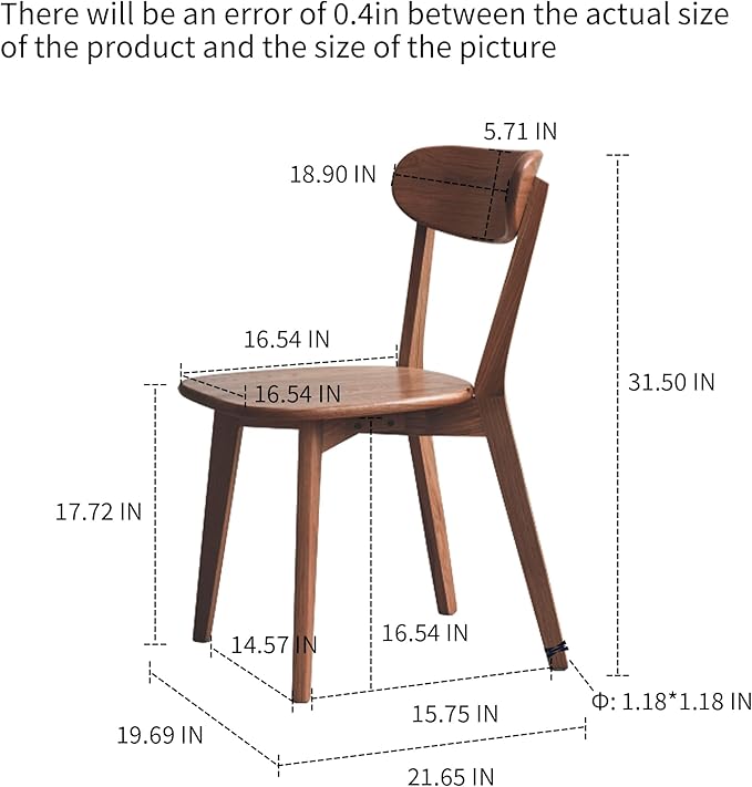 Wood Dining Chairs Set of 1, Modern Solid Wood Chair with Armrest, Kitchen Chairs with Black Legs for Living Room, Dining Room