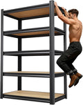 71.2''H Storage Shelves, 2500lbs Garage Shelving,Adjustable Heavy Duty Shelving Unit,5T Tall Garage Shelves，Wood Metal Standing Shelf Units,Utility Rack for Kitchen 71.2''H*31.5''W*13.8''D